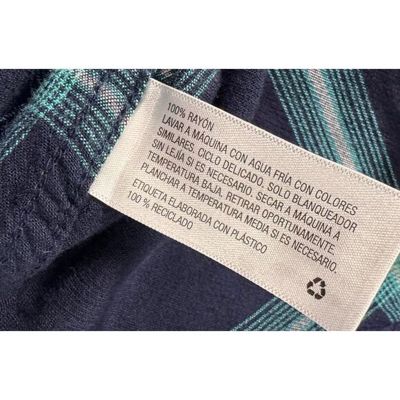 A New Day XL Button Front Blue Green Plaid Shirt 100% Rayon - Picture 5 of 7